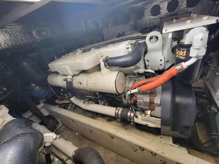  Yacht Photos Pics Engine compartment of a 2006 Carolina Classic 32 Express boat.