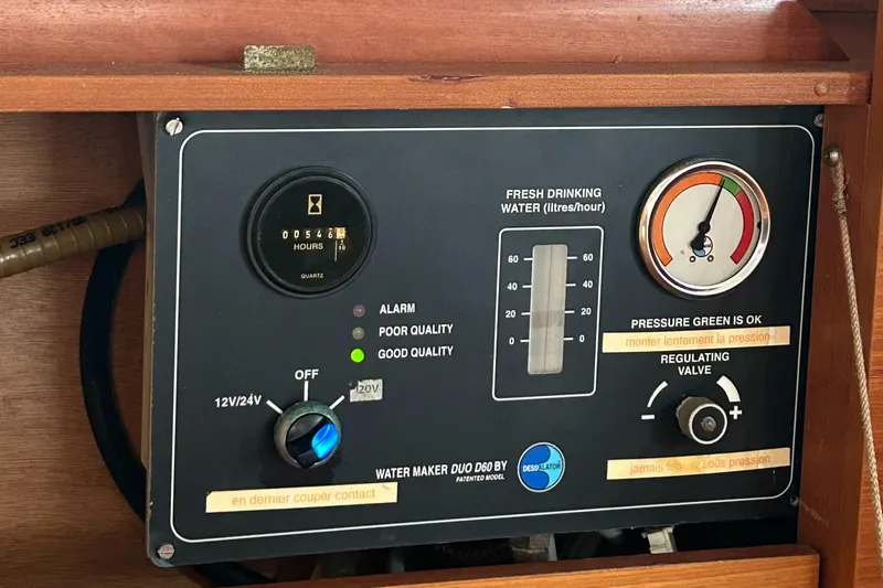 Pau Hana Yacht Photos Pics Control panel of a 2007 Beneteau Cyclades 50.3 water maker system.