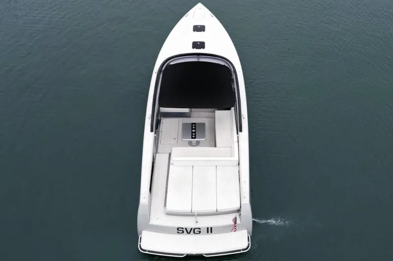 Svg II Yacht Photos Pics 2016 VanDutch CRUISER yacht on calm water, aerial view.