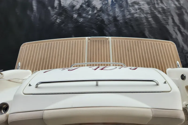Let Me Liv! Yacht Photos Pics 2015 Formula 34 Performance Cruiser swim platform with teak decking, viewed from above.