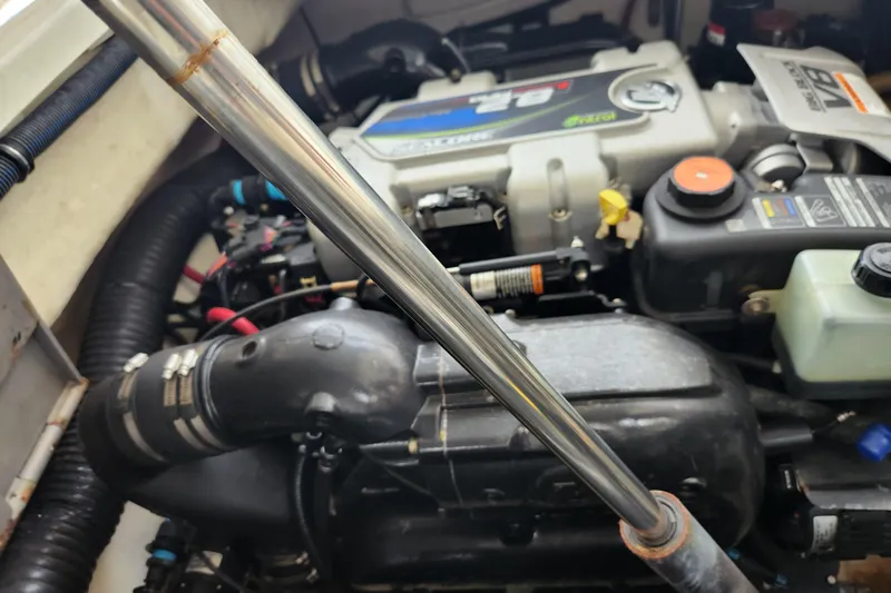 Let Me Liv! Yacht Photos Pics Engine compartment of a 2015 Formula 34 Performance Cruiser boat.