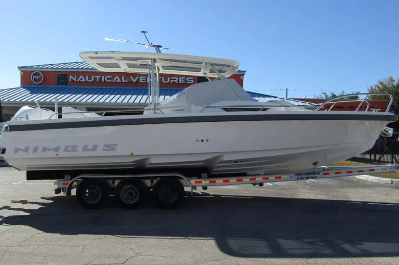  Yacht Photos Pics 2025 Nimbus Tender 9 boat on trailer at Nautical Ventures dealership.