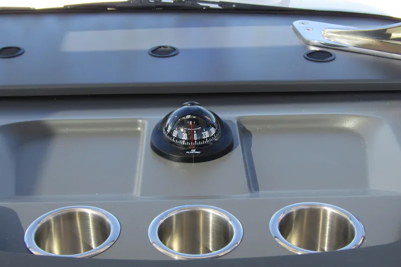  Yacht Photos Pics Dashboard of 2025 Nimbus Tender 9 with compass and cup holders.