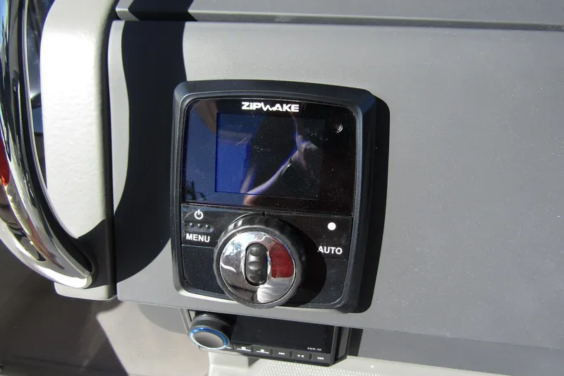  Yacht Photos Pics Control panel of a 2025 Nimbus Tender 9 boat with Zipwake system.