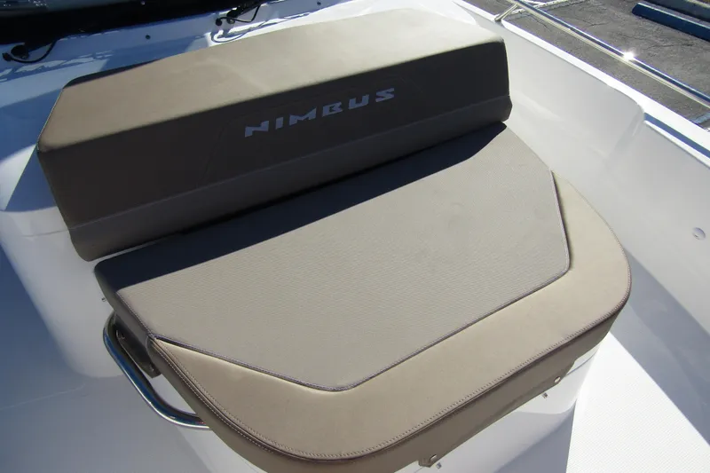  Yacht Photos Pics Nimbus Tender 9 boat seat, 2025 model, featuring sleek beige upholstery.