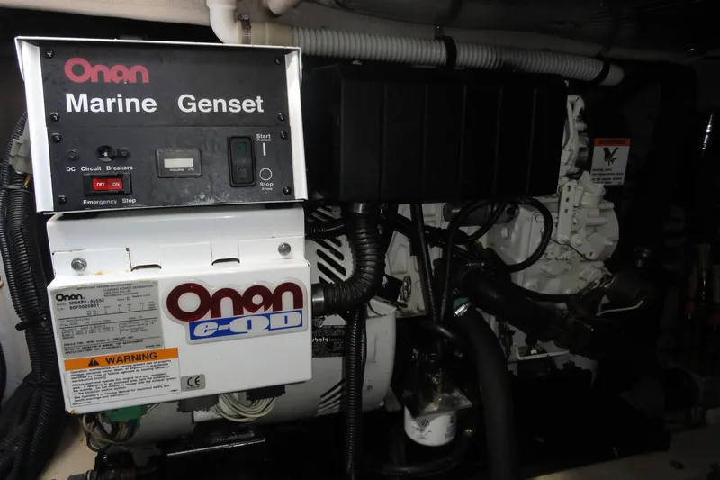  Yacht Photos Pics Onan marine generator inside 2007 Sea Ray 36 Sedan Bridge yacht engine room.