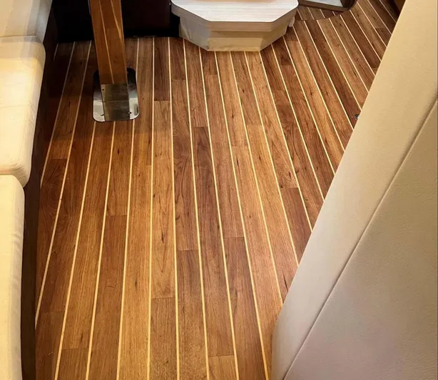 Parea Yacht Photos Pics Teak flooring inside 2011 Azimut Atlantis 40 yacht cabin.