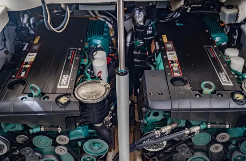 Parea Yacht Photos Pics Engine room of a 2011 Azimut Atlantis 40 yacht with dual Volvo Penta engines.