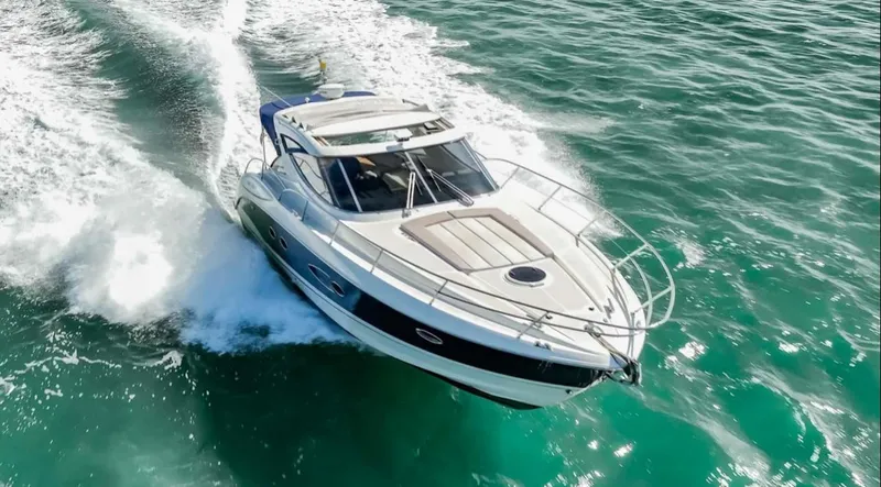 Parea Yacht Photos Pics Azimut Atlantis 40 yacht cruising on turquoise waters, 2011 model.