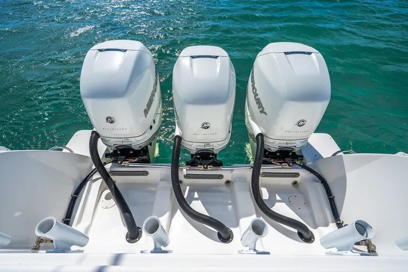  Yacht Photos Pics Triple Mercury outboard engines on a 2016 Intrepid 400 Center Console boat.