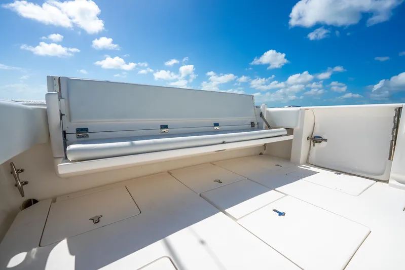  Yacht Photos Pics 2016 Intrepid 400 Center Console boat deck under a clear blue sky.