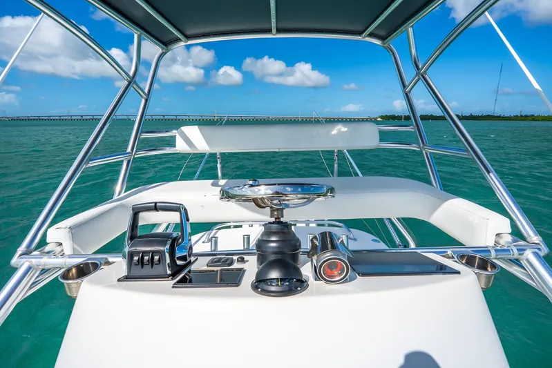  Yacht Photos Pics 2016 Intrepid 400 Center Console helm with ocean view, clear skies, and modern controls.