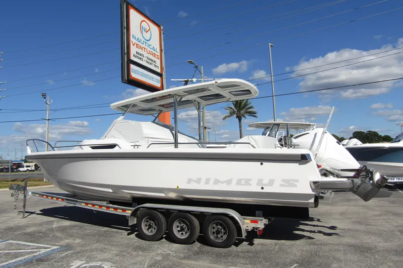  Yacht Photos Pics 2025 Nimbus Tender 9 boat on trailer at Nautical Ventures dealership.