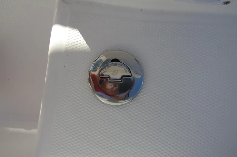  Yacht Photos Pics Chrome fuel cap on 2025 Nimbus Tender 9 boat deck.