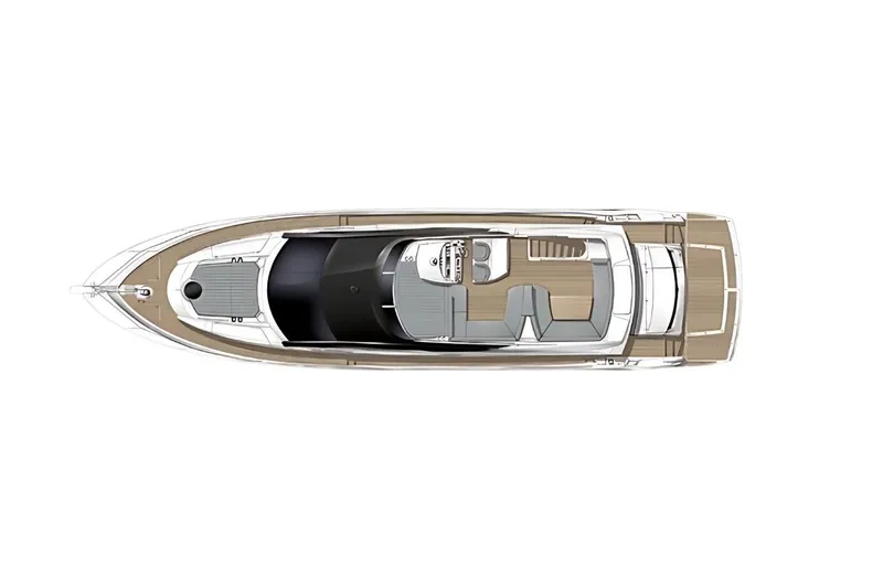 M/y Corazon De Leon Yacht Photos Pics Top view layout of 2016 Sunseeker Manhattan 65 yacht, showcasing deck design.