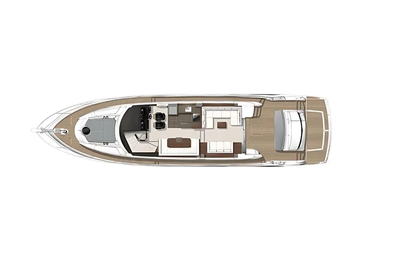 M/y Corazon De Leon Yacht Photos Pics Top view layout of 2016 Sunseeker Manhattan 65 yacht, showcasing interior and deck design.