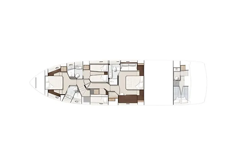M/y Corazon De Leon Yacht Photos Pics Floor plan of 2016 Sunseeker Manhattan 65 yacht, showcasing interior layout.