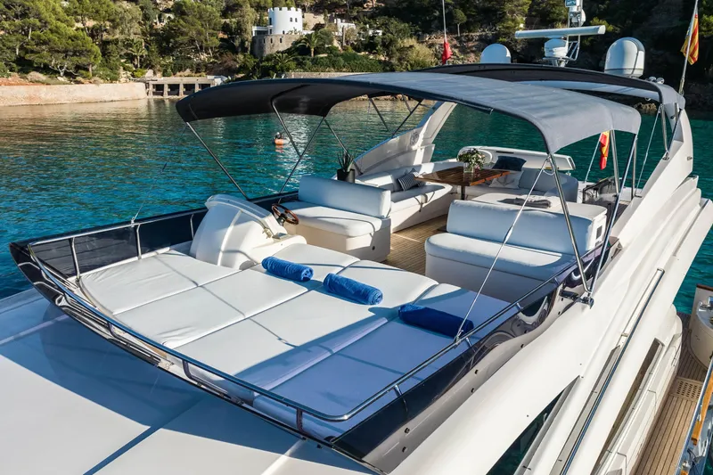 Mr Corn Yacht Photos Pics Luxurious 2010 Rodman Muse 74 yacht with spacious deck and elegant seating.