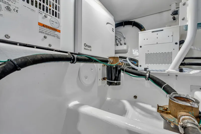 Sligo Yacht Photos Pics Engine room of 2023 Henriques 42 Convertible with Onan Marine generator.