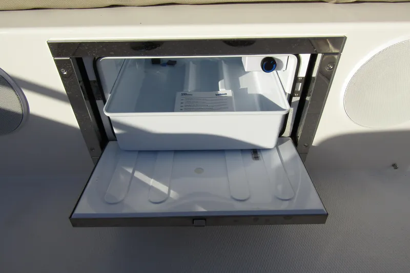  Yacht Photos Pics Built-in storage compartment on 2025 Nimbus Tender 9 boat.