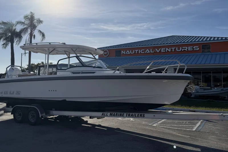  Yacht Photos Pics 2025 Nimbus Tender 9 boat on trailer at Nautical Ventures dealership.