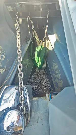 One Shot Of Cowes Yacht Photos Pics Anchor chain and bow locker