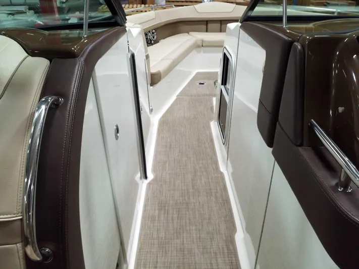  Yacht Photos Pics 2019 Formula 350 Crossover Bowrider OB interior with sleek seating and modern design.