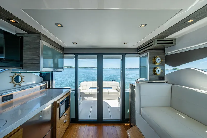  Yacht Photos Pics Interior of 2020 Tiara Yachts C44 Coupe with modern design and ocean view.