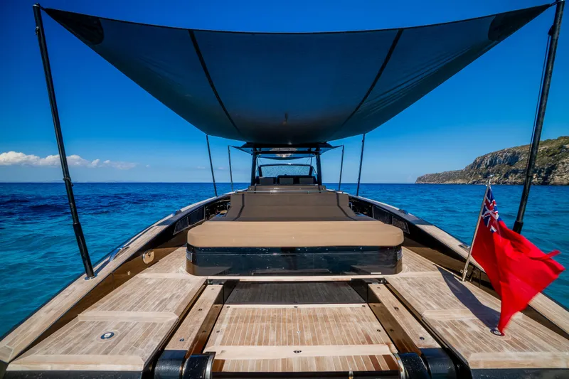 Dragon Yacht Photos Pics Luxury Windy SR52 Blackbird yacht, 2017 model, cruising in clear blue waters.