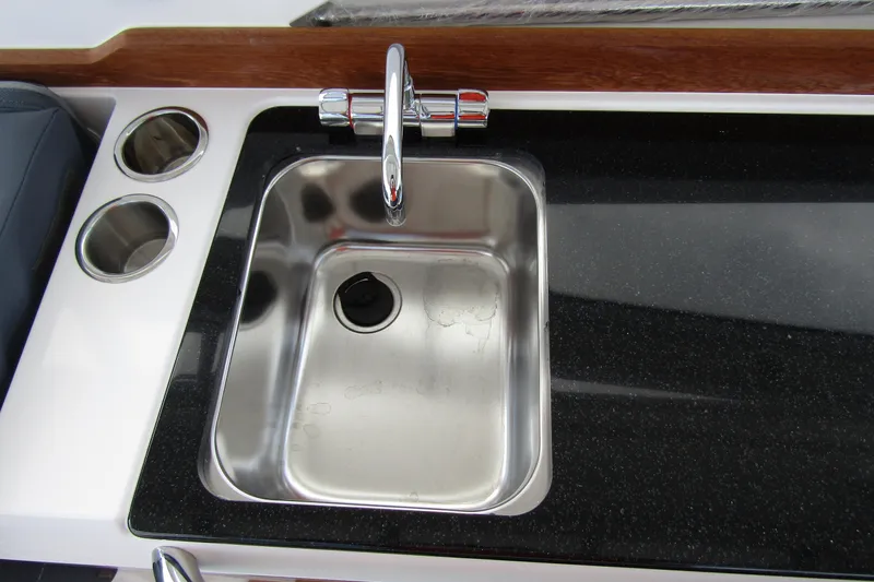  Yacht Photos Pics Stainless steel sink and faucet on Nimbus Weekender 9, 2025 model boat.