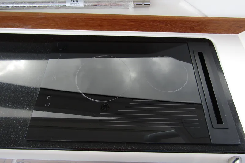  Yacht Photos Pics Modern stovetop on Nimbus Weekender 9, 2025 model, featuring sleek black design.