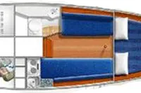 Floor plan of a 2017 Rustler 33 sailboat interior layout.