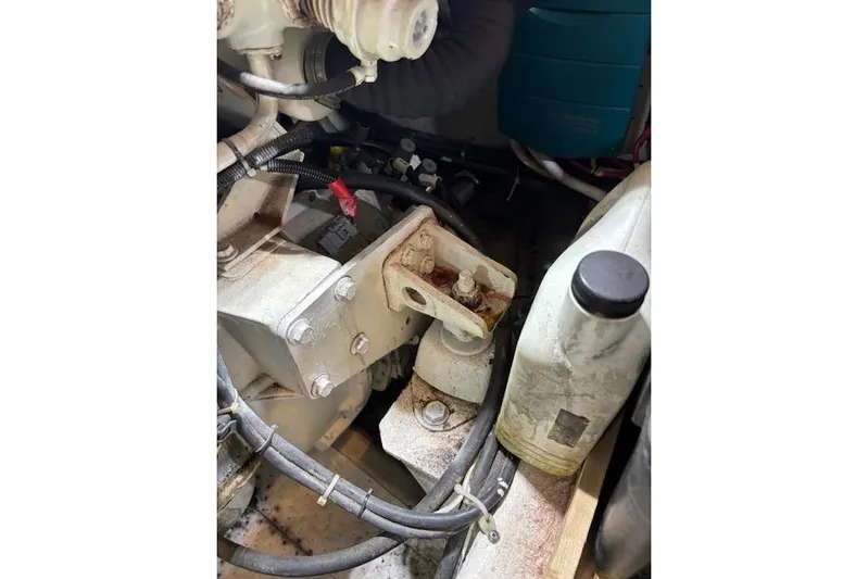  Yacht Photos Pics Engine compartment of 2004 Carver 466 Motor Yacht with visible components and wiring.