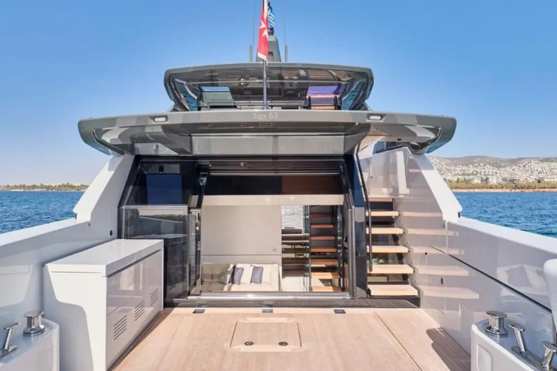  Yacht Photos Pics 2024 Bluegame BGX63 yacht with open deck and modern interior design.