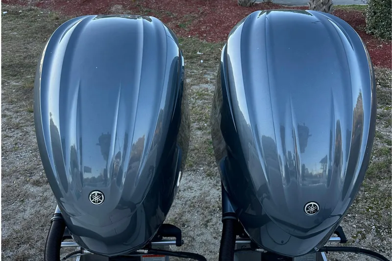  Yacht Photos Pics 2024 Sea Born LX 26 LE boat with dual Yamaha outboard engines.