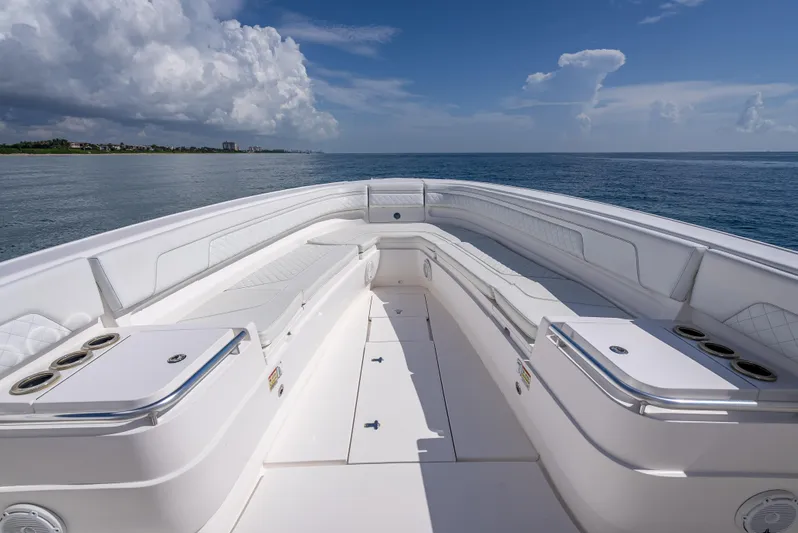  Yacht Photos Pics 2017 Intrepid 400 Center Console boat on open water under a blue sky.