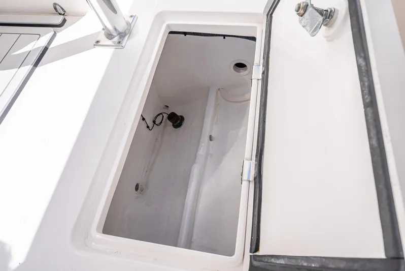  Yacht Photos Pics Open storage compartment on 2017 Intrepid 400 Center Console boat.