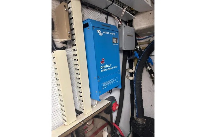 My Reality Yacht Photos Pics Battery charger setup in 2012 Neptunus 62 Flybridge yacht engine room.