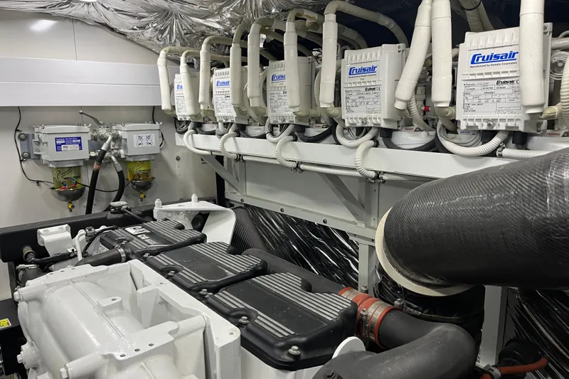  Yacht Photos Pics Engine room of 2016 Princess 68 Flybridge Motor Yacht with Cruisair systems.