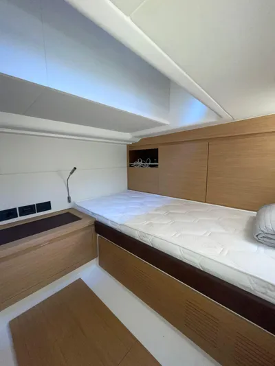  Yacht Photos Pics 2024 Pardo Yachts 43 interior cabin with modern design and comfortable bedding.