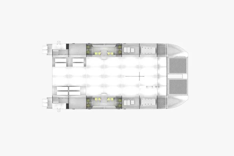  Yacht Photos Pics Top view of 2024 Custom PaxCat 80 catamaran layout design.