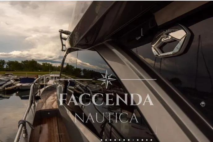  Yacht Photos Pics 2021 Cranchi E52S yacht docked at marina, Faccenda Nautica branding visible.