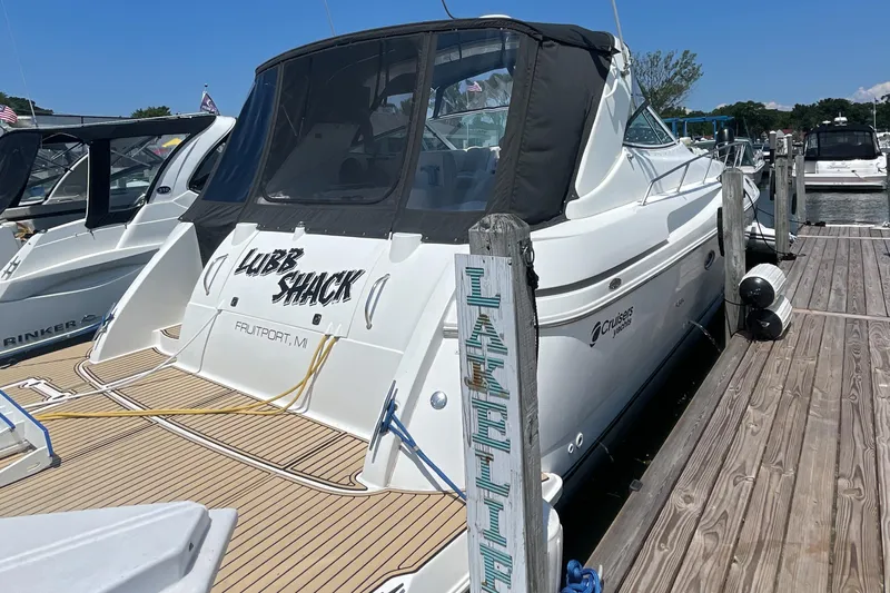  Yacht Photos Pics 2000 Cruisers Yachts 3870 Express docked at marina, Fruitport, MI.