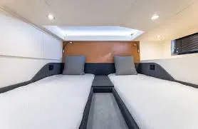 47 Verve Yacht Photos Pics 2021 Azimut Verve 47 cabin interior with twin beds and modern design.