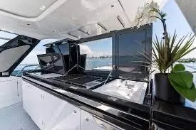 47 Verve Yacht Photos Pics Luxurious 2021 Azimut Verve 47 yacht kitchen with sleek design and ocean view.