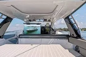 47 Verve Yacht Photos Pics 2021 Azimut Verve 47 luxury yacht interior with modern design and open sea view.