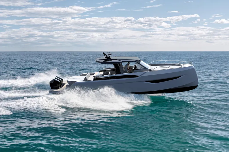 Nv47 Yacht Photos Pics 2026 Navise NV47 yacht cruising on open sea under clear skies.