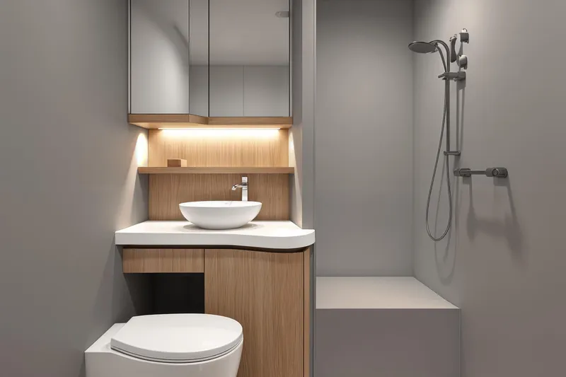 Nv47 Yacht Photos Pics Modern bathroom with sleek fixtures, wooden accents, and a Navise NV47 shower, 2026 design.