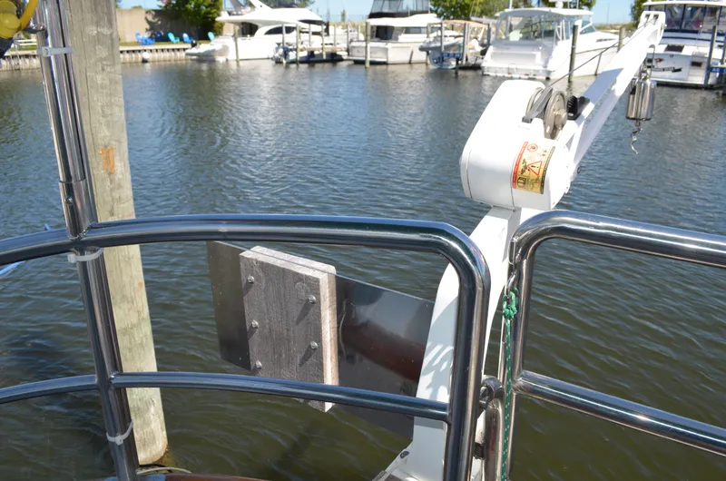 Fleur De Lys Yacht Photos Pics Sailboat deck view with marina background, Hans Christian Christina 1986.