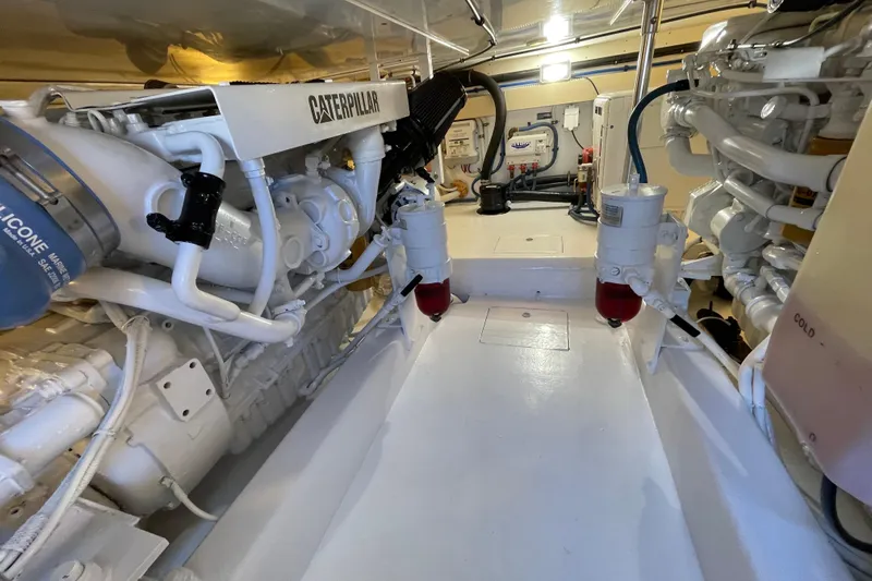  Yacht Photos Pics Engine room of 2003 Egg Harbor 37 Sport Fisher with Caterpillar engines.